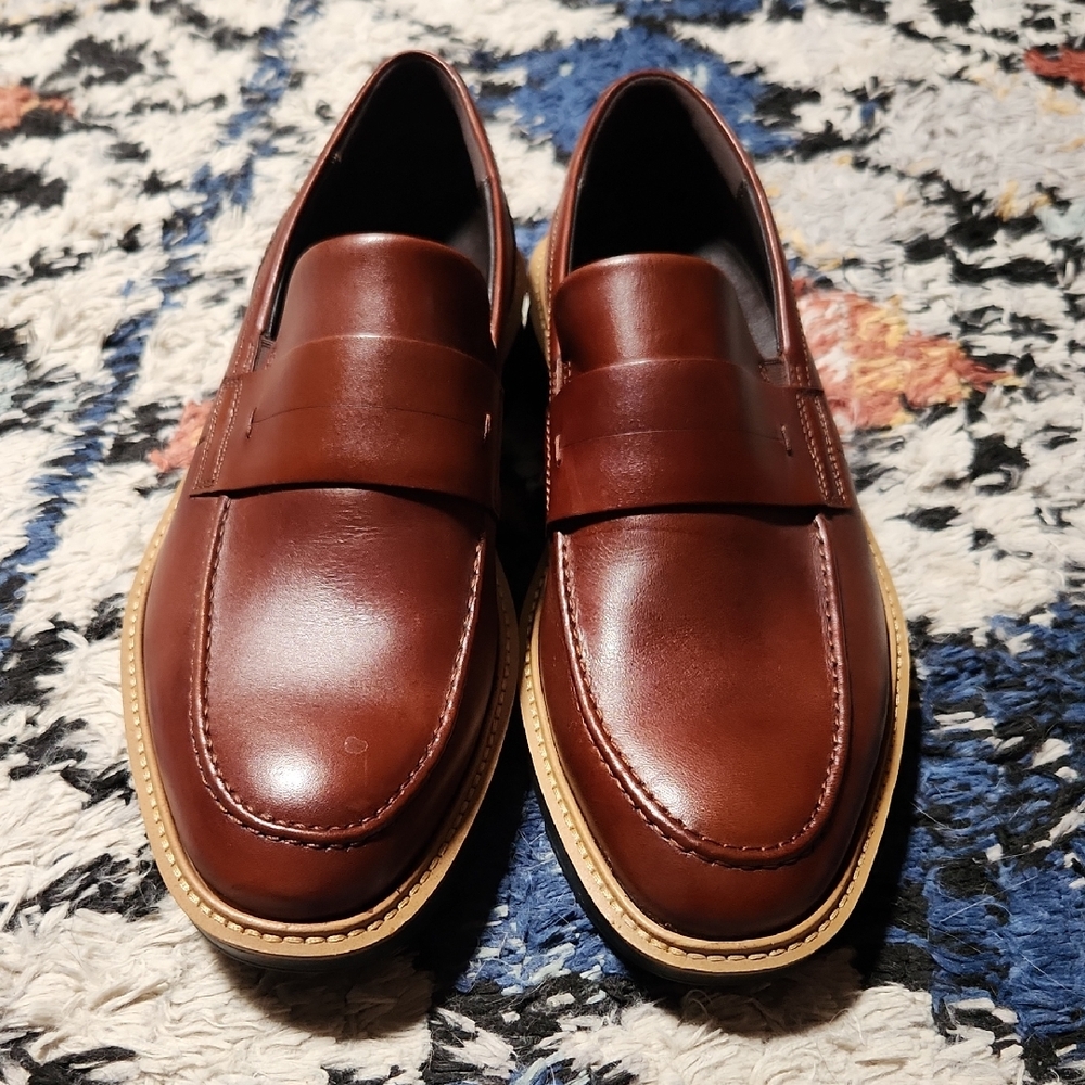 Ecco Rich Brown Leather Slip-On Loafers, Men's 11-11.5
